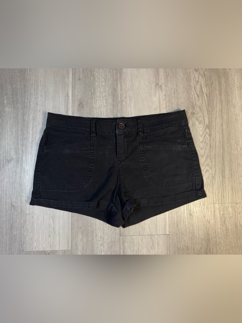 UNIONBAY Black Chino Utility Shorts Juniors Size 13 Mid Rise Stretch Pockets